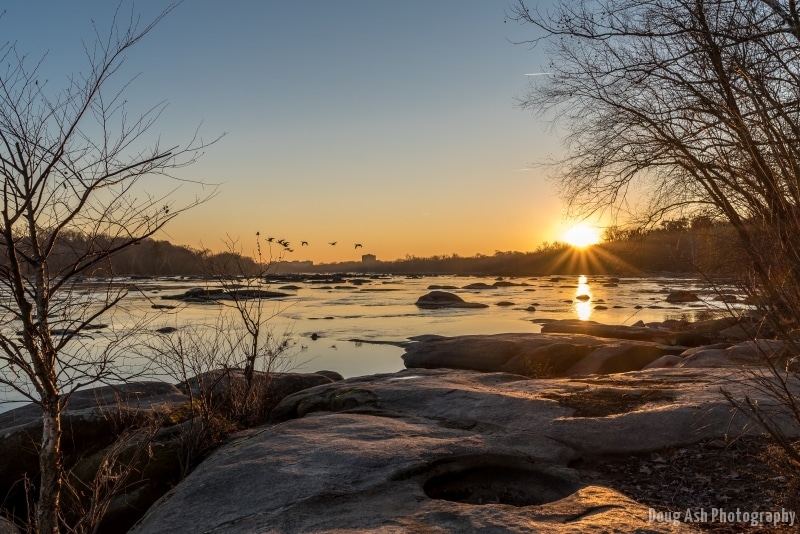 Witness breathtaking sunrises on the James River, a key feature of Short Pump's scenic views.